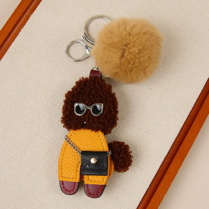 Keypus - PU Plush Cartoon Animal Pom Pom Keychain