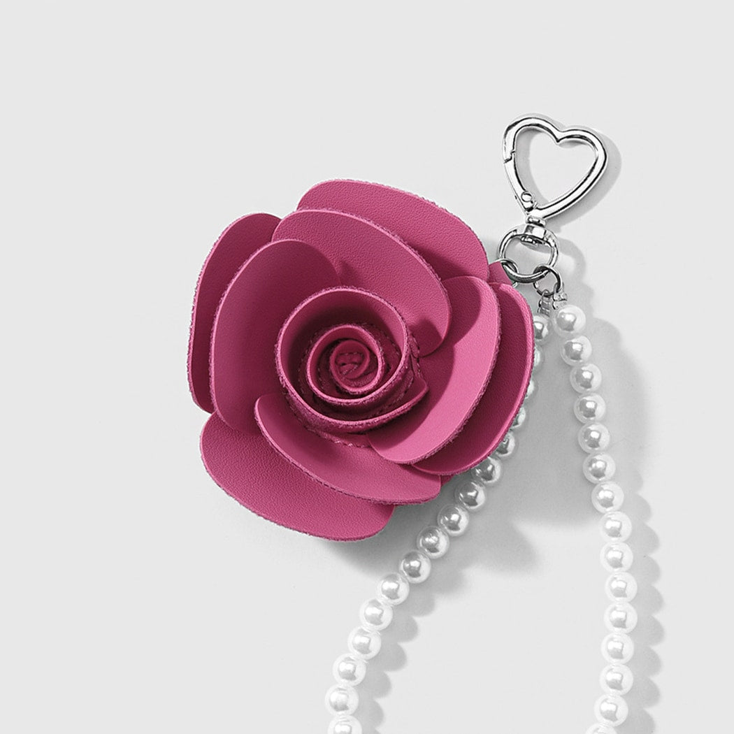 Keypus - Rose Design Heart Loop Beaded Keychain