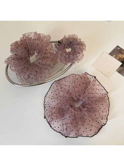 Gifty - Sweet Style Lavender Polka Dot Mesh Scrunchie