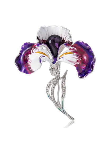 Brovia - Enamel Floral Butterfly Alloy Brooch