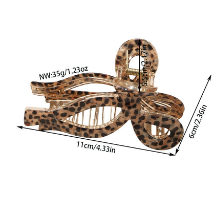 Beau - Retro Leopard Pattern Bow Form Claw Clip