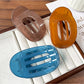 Beau - Glossy Oval Cutout Geometric Back Hair Clip