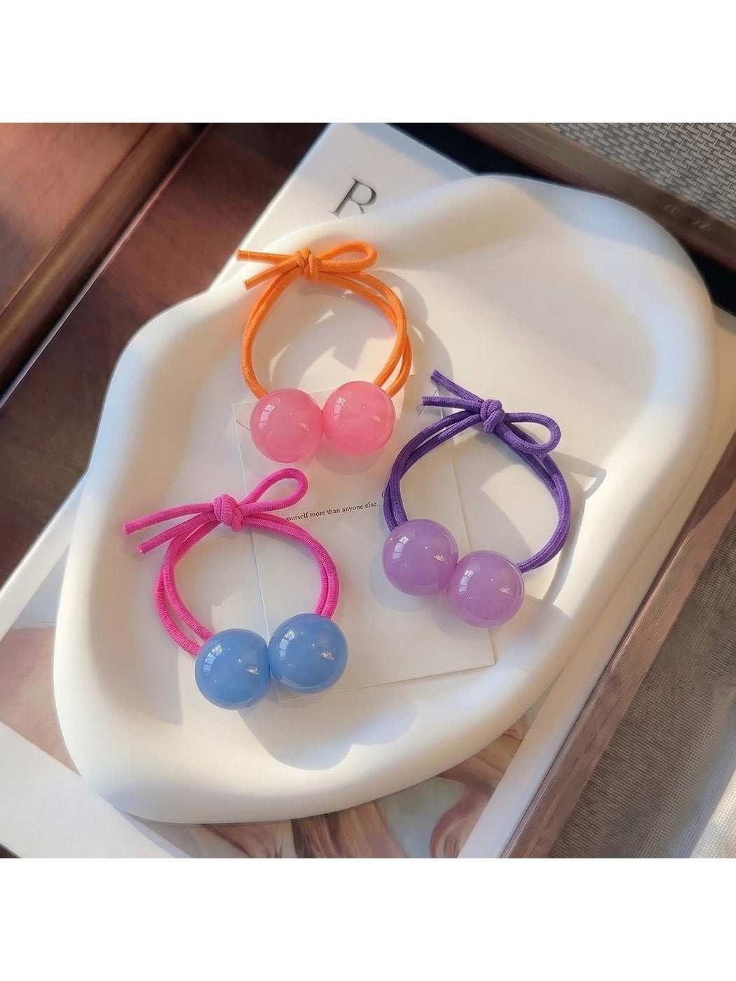 Gifty - Glossy Double Ball Elastic Ponytail Holder Hair Tie