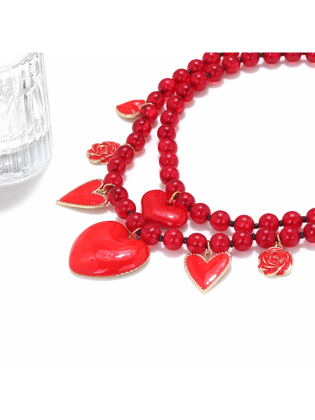 Nozari - Layered Heart Pendant Statement Necklace