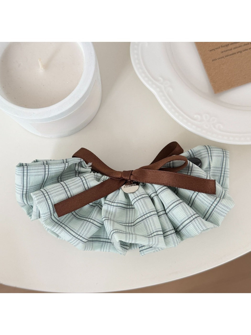 Beau - Pleated Bow Fabric Banana Clip Hair Clip