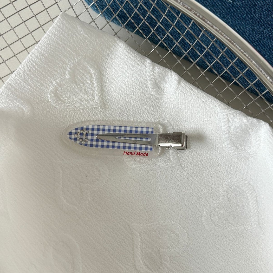 Beau - Clear Edge Gingham Heart Detail Claw Clip