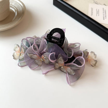 Beau - Purple Bow Organza Layered Claw Clip