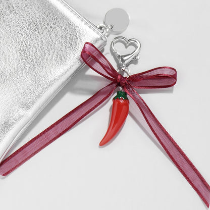 Keypus - Burgundy Ribbon Bow Decorative Keychain