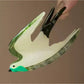 Beau bird shape claw clip styled in hair with soft natural lighting