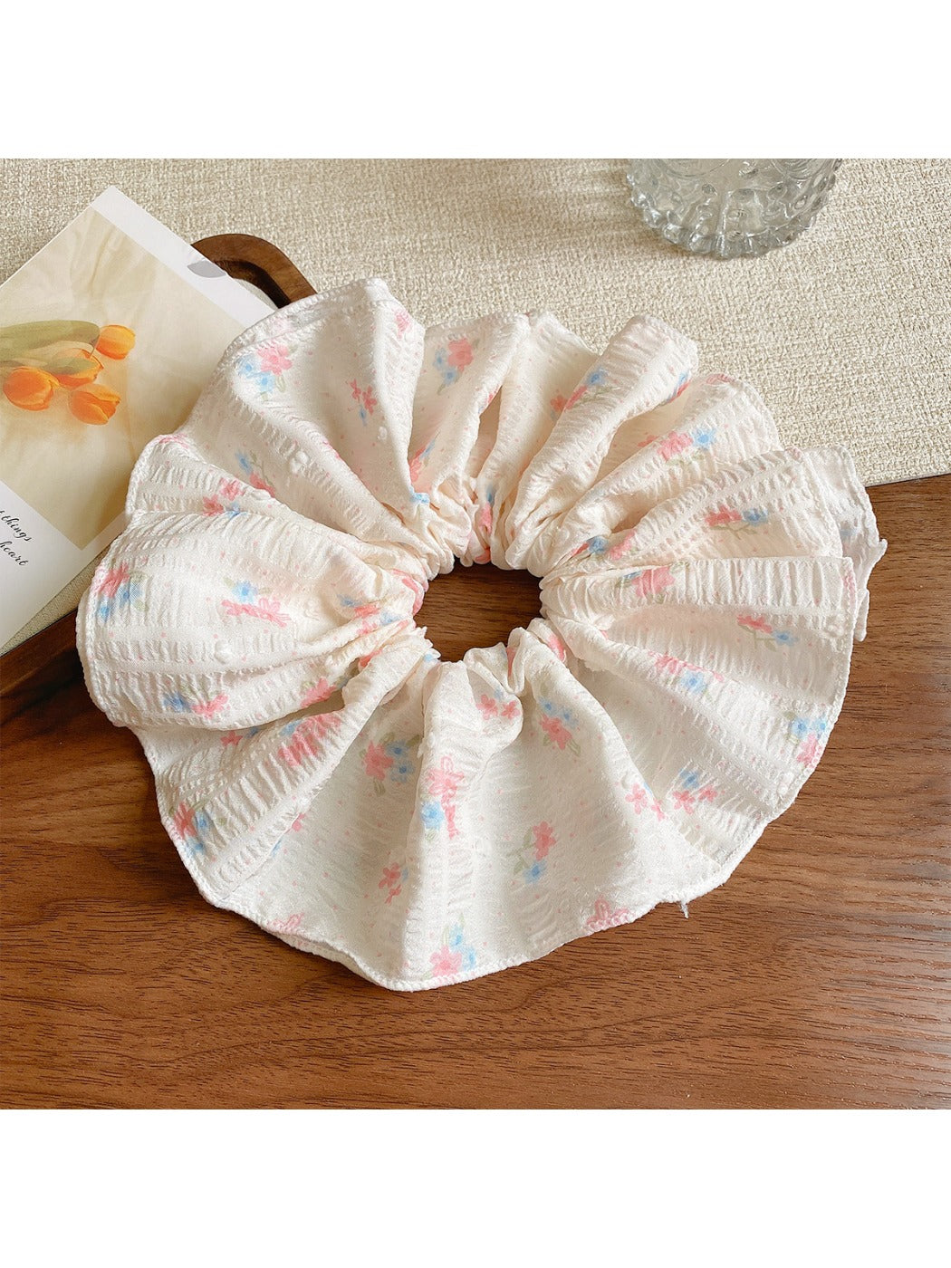 Gifty - Double Layer Floral Scrunchies for Spring