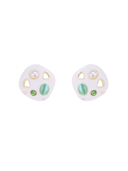 Earedge - Geometric Hollow Alloy Disc Earrings