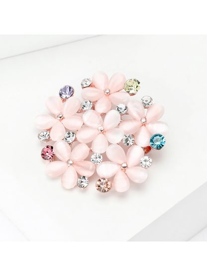 Brovia - Alloy Floral Accent Brooch Pin Accessory