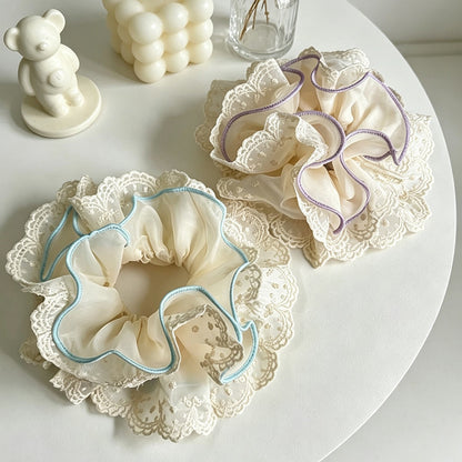 Gifty - Lace Trim Ruffle Polyester Scrunchie