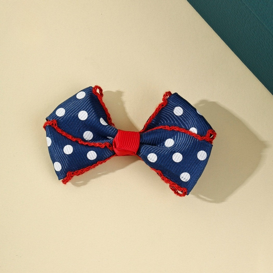 Beau - Polka Dot and Stripe Bow Hair Clip