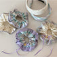 Gifty checkered bow ribbon scrunchie on white background