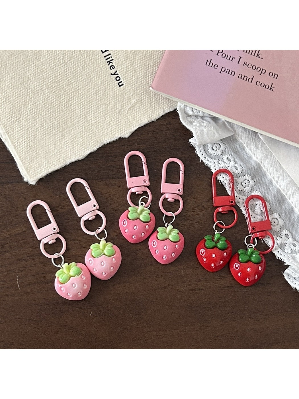 Keypus - Cute Strawberry Fruit Charm Alloy Keychain