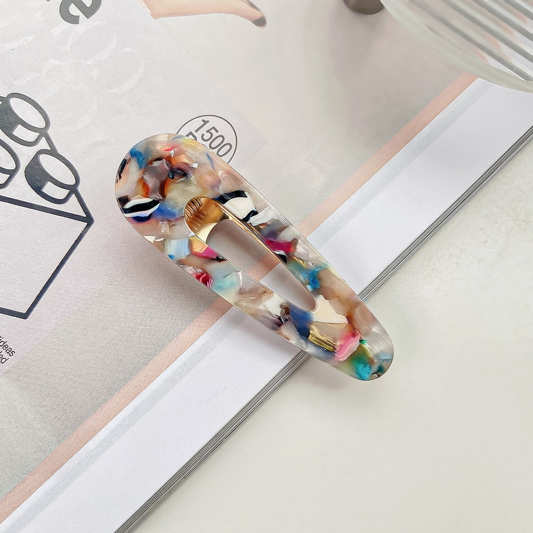 Beau - Glossy Teardrop Shaped Openwork Hair Clip
