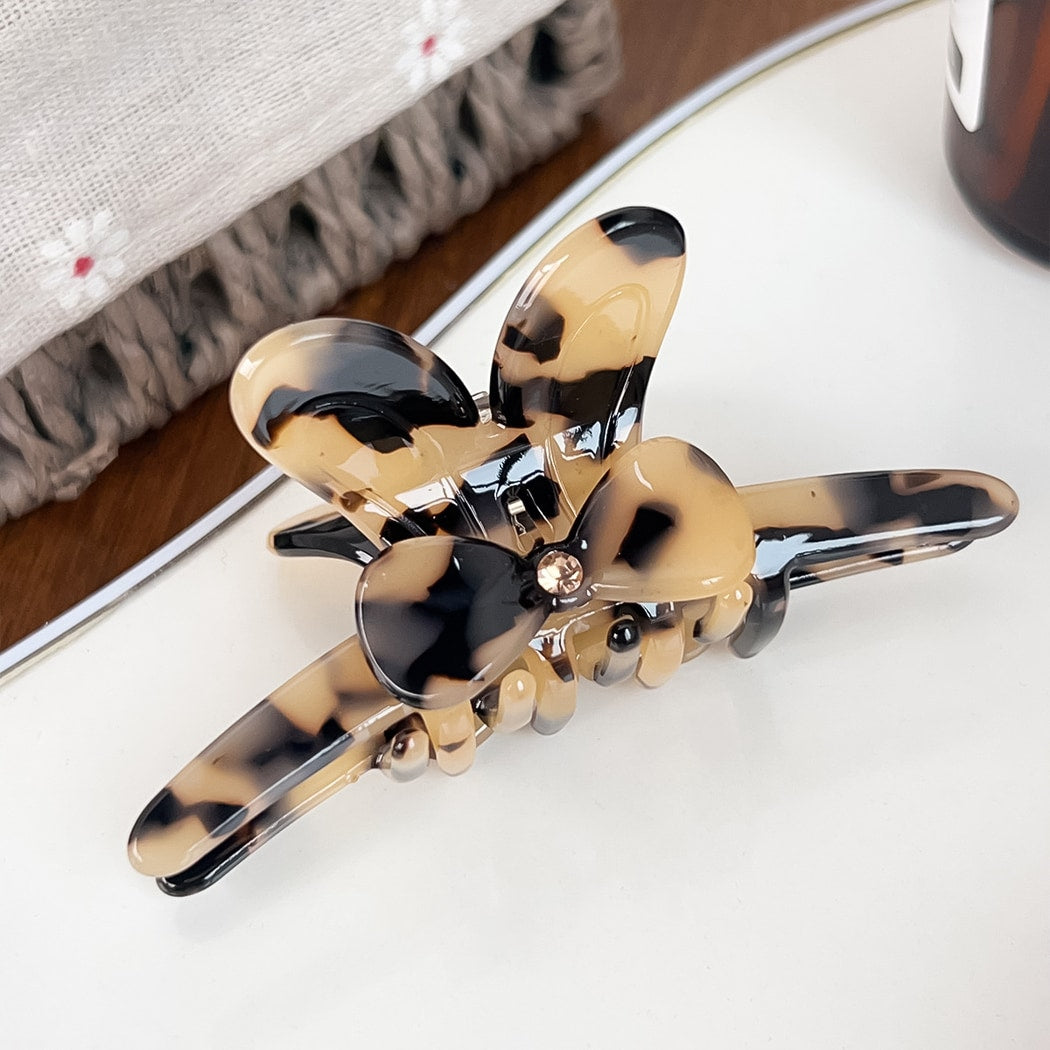 Beau - Acetate Board Bow Detail Decorative Claw Clip