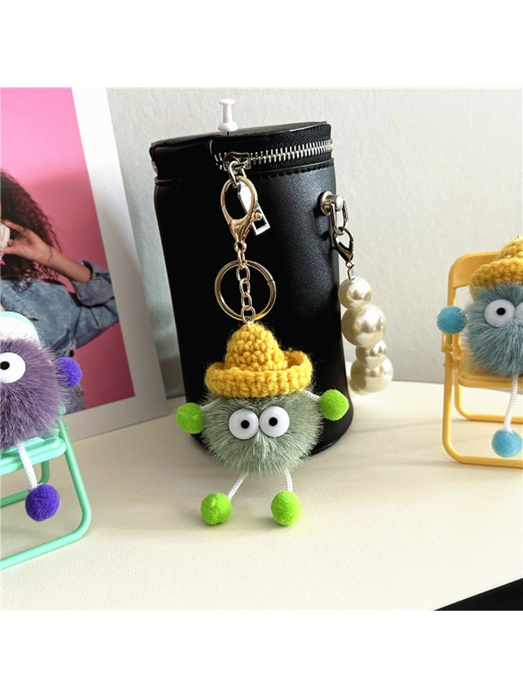 Keypus - Adorable Pompom Bag Charm Keychain