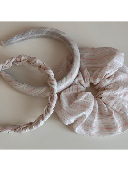 Gifty - Irregular Stripe Wrapped Headband and Scrunchie