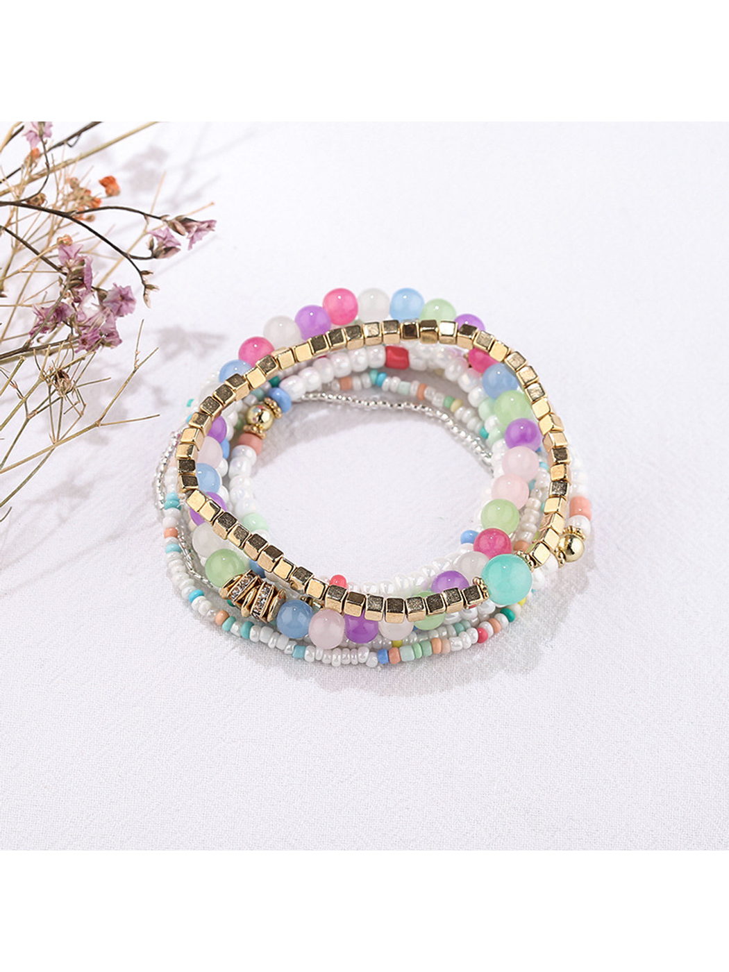 Lovra - Square Beaded Bohemian Multilayer Bracelet