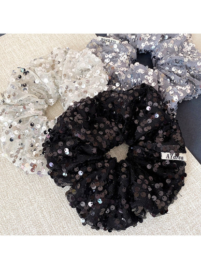 Gifty - Black Silver Sequin Scrunchies