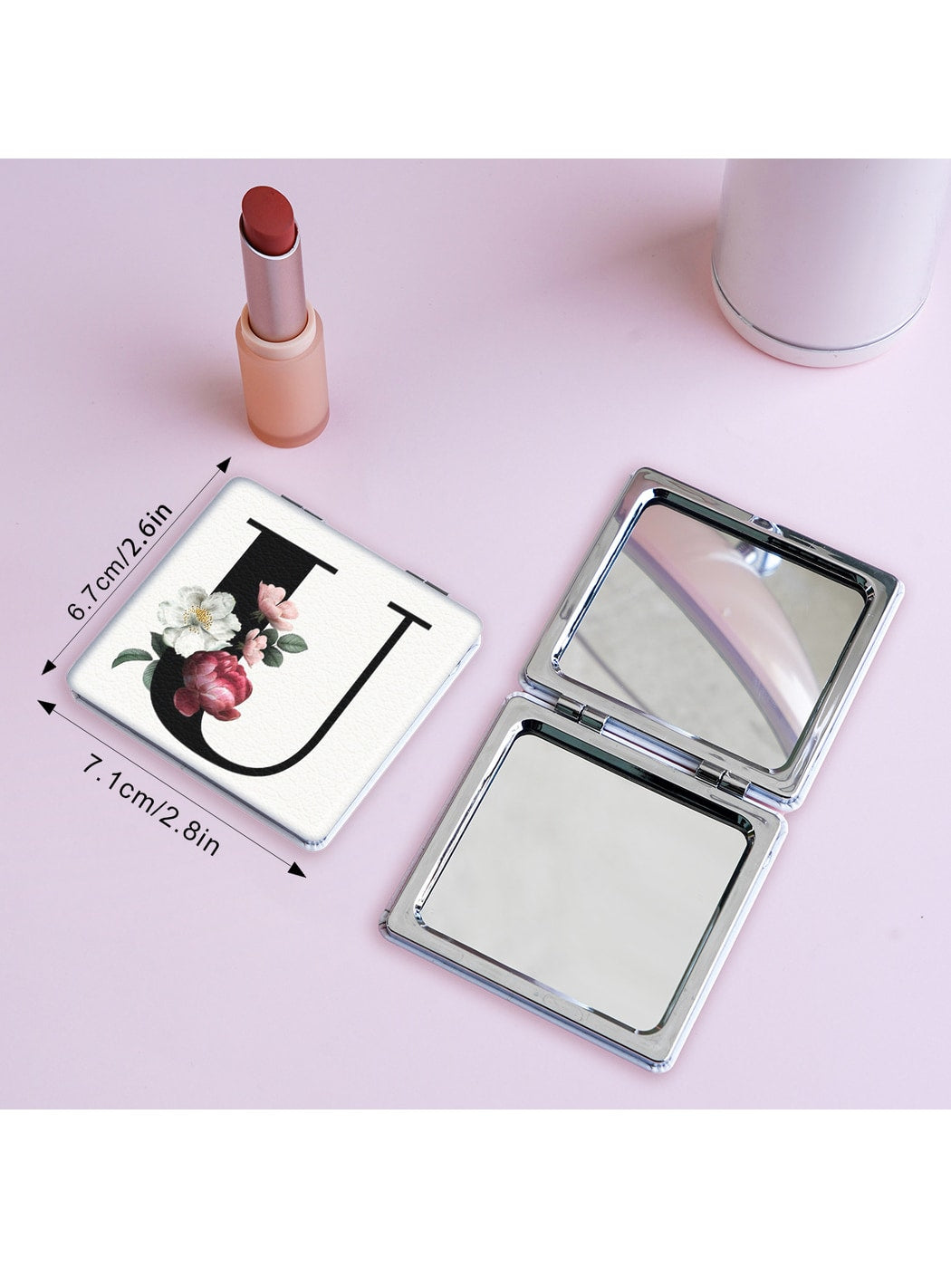 Mirroray - Floral Letter Design Folding Makeup Mirror