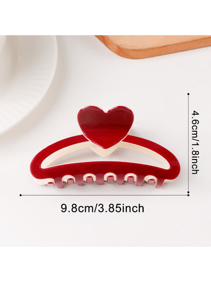 Beau - Color Blocking Heart Hair Claw Clip