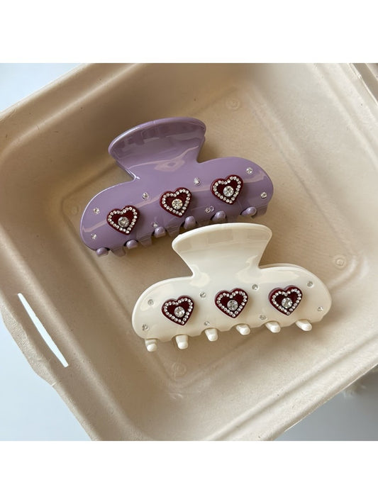 Beau Sweet Heart Shaped Acetate Hair Clip in tortoiseshell pattern on white background