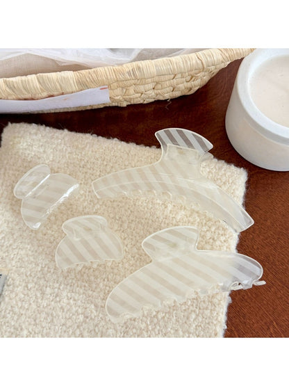 Beau - Striped Translucent Hair Claw Hair Clip