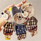 Keypus fabric patchwork style keychain with multicolor fabric pieces and metal ring