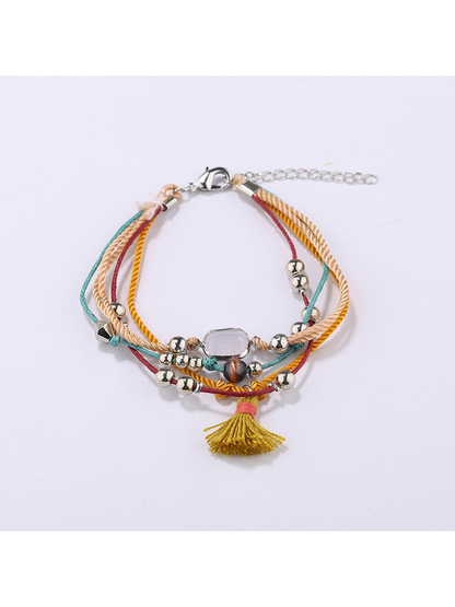 Lovra - Fashionable Beaded Tassel Pendant Bracelet