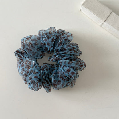 Gifty - Leopard Print Mesh Ruffled Scrunchie
