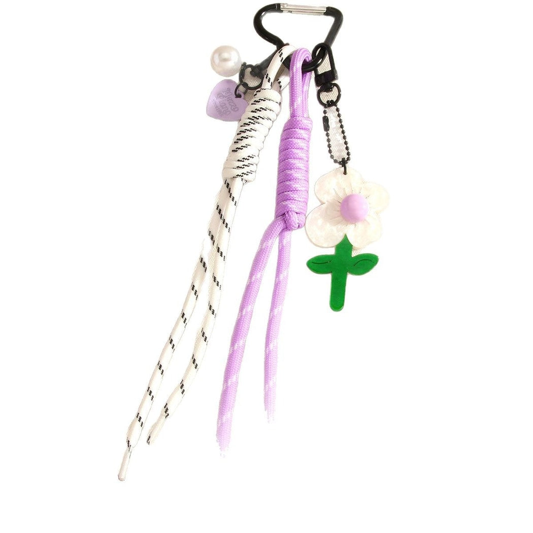 Keypus - Acrylic Flower Woven Cord Bag Charm Keychain