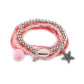 Lovra bracelet displayed flat showing multiple rows of small gold and silver beads