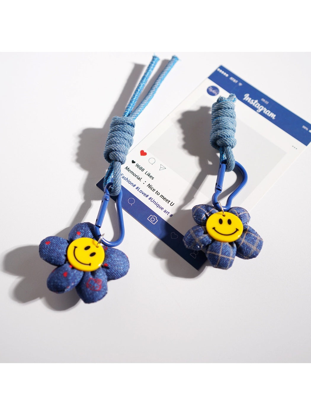 Keypus - Playful Denim Flower Keychain