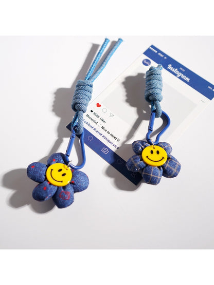 Keypus - Playful Denim Flower Keychain