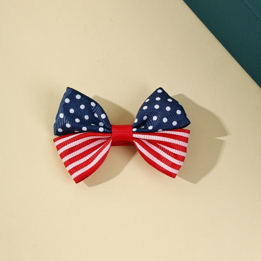 Beau - Polka Dot and Stripe Bow Hair Clip