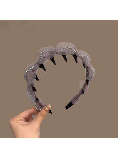 Gifty - Beaded Mesh Twisted Tooth Detail Headband
