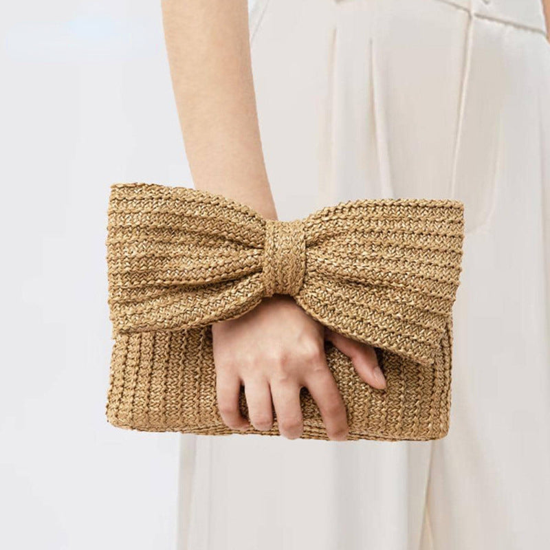 Bacio - Woven Wristlet Clutch with Bow Detail