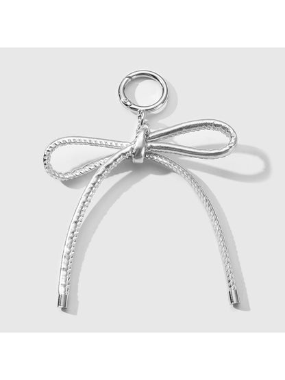 Keypus - Leopard Pattern Bow Faux Leather Bag Charm Keychain