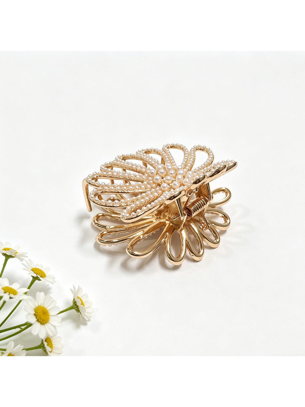 Beau - Petal Shape Rhinestone Hair Claw Clip