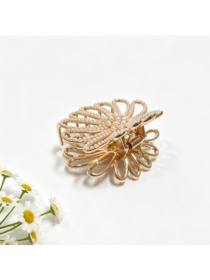 Beau - Petal Shape Rhinestone Hair Claw Clip