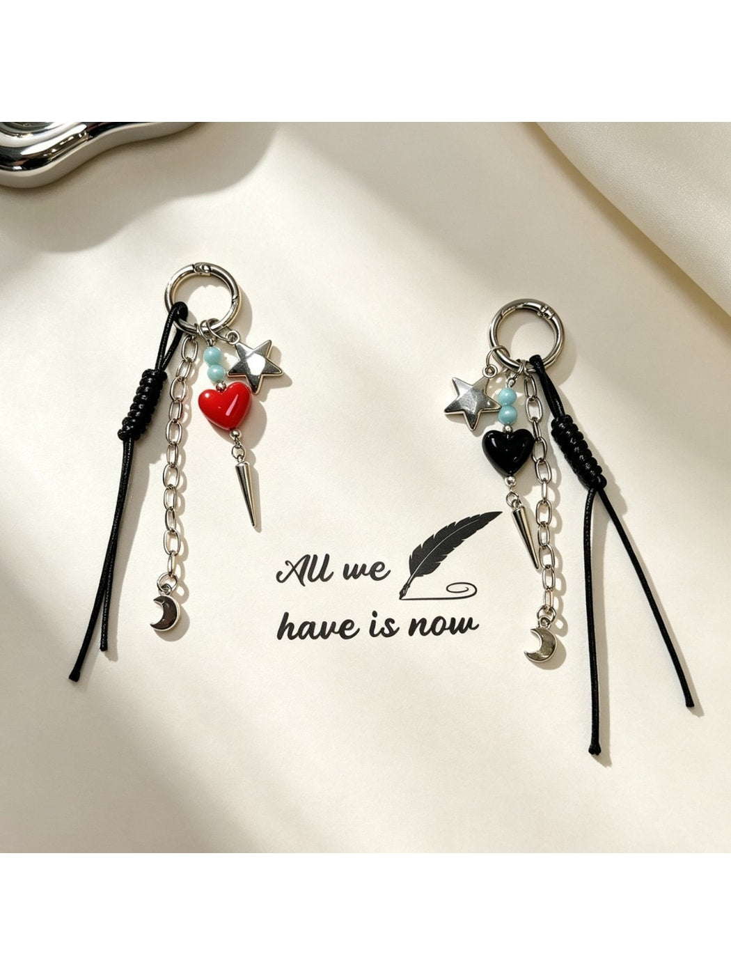 Keypus - Alloy Chain Tassel Heart Keychain Bag Charm