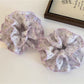 Gifty - Lavender Double Layer Floral Print Polyester Scrunchie