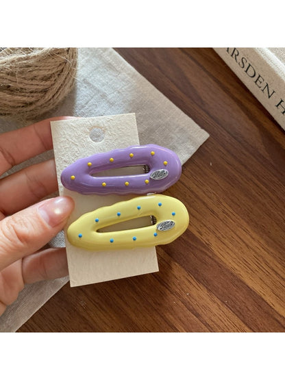 Beau - Polka Dot Teardrop Shaped Hair Clip Set