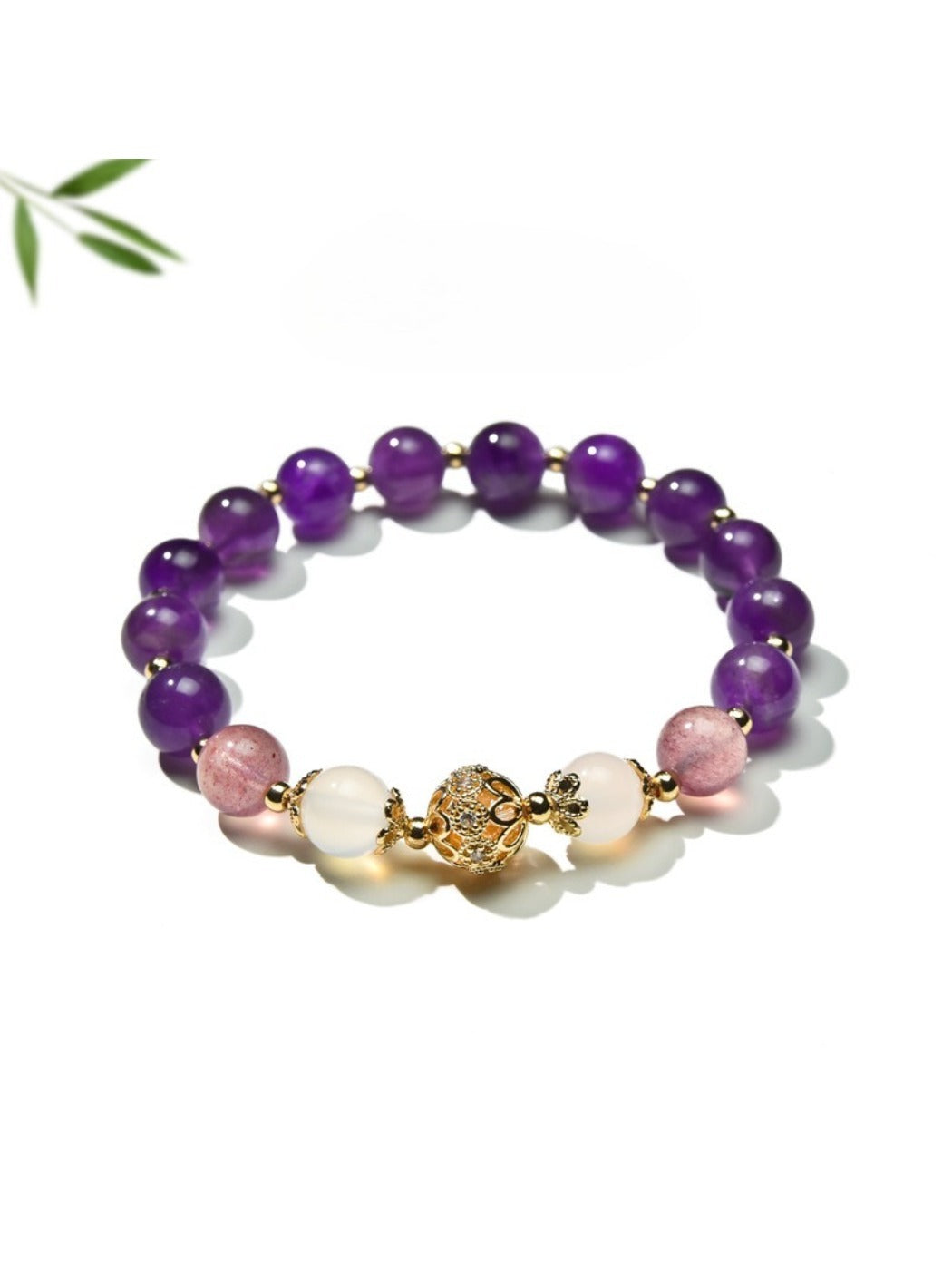 Lovra vintage purple beaded bracelet displayed on a white background