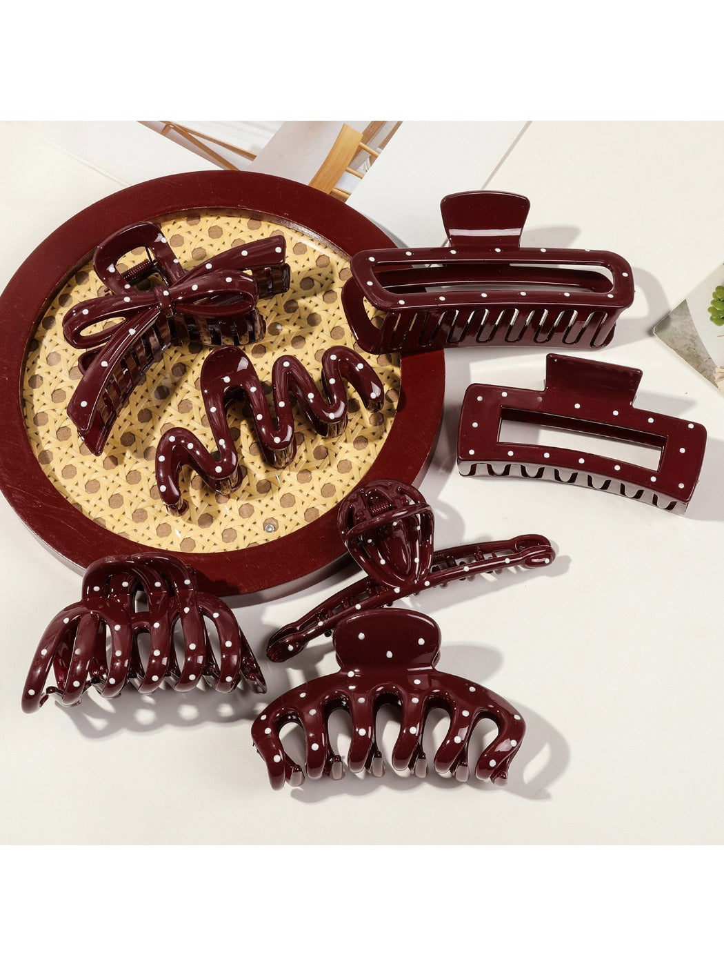 Beau - Stylish Wine Red Hair Claw Clips