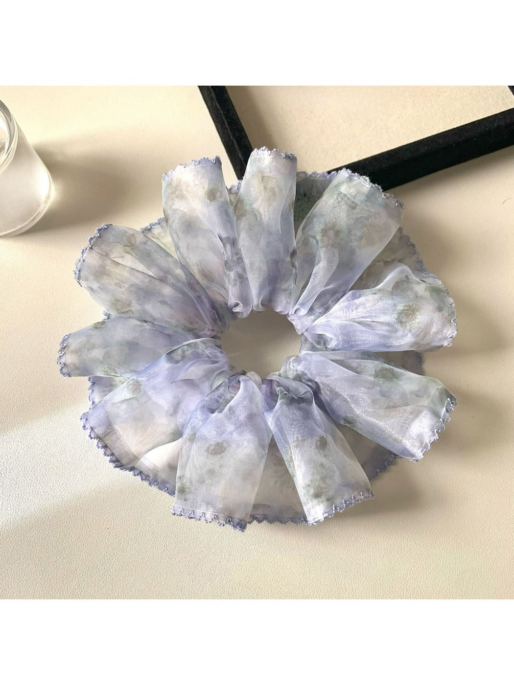 Vintage minimalist printed scrunchies styled with casual outfit accessories