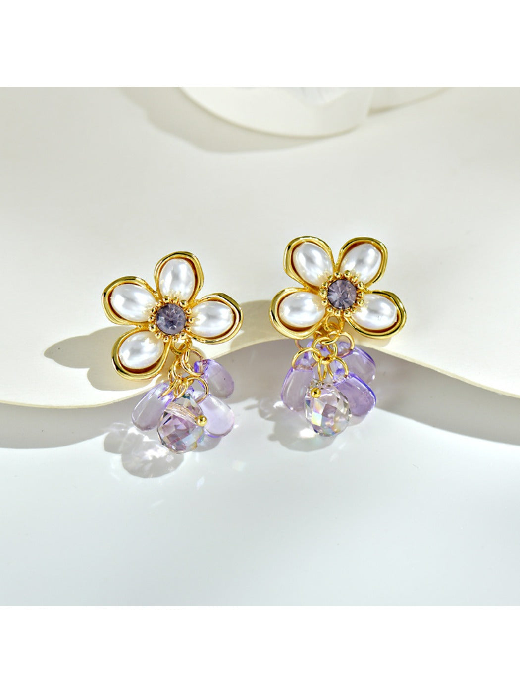 Earedge - Five Petal Floral Drop Earrings